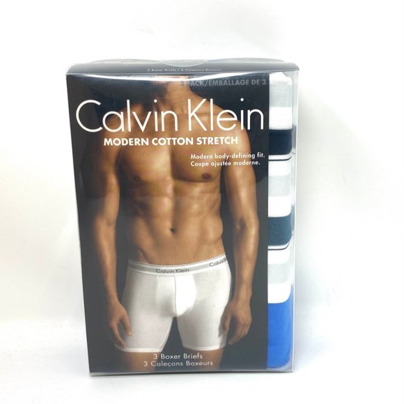 Calvin Klein Men's 3 Pack Boxer Briefs Blue Black Green Cotton Stretch NB2381920 - Picture 5 of 8